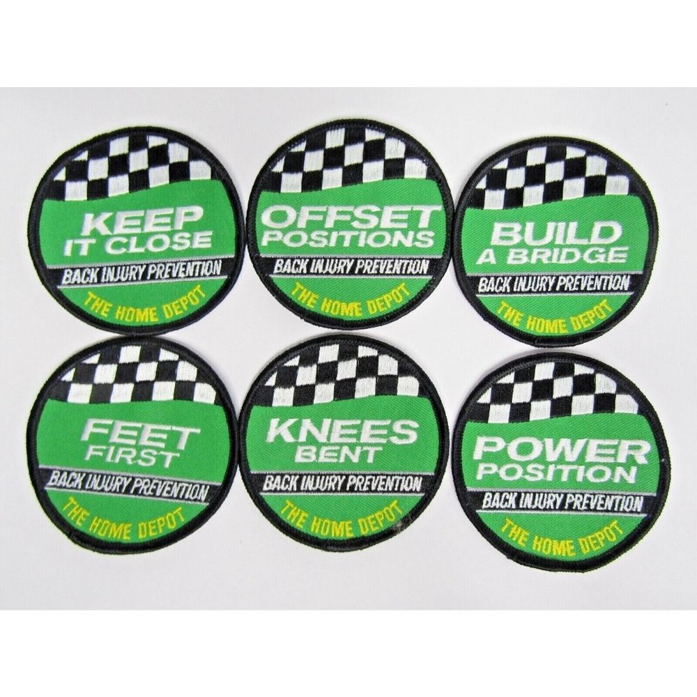 The Home Depot Employee Patches Lot of 6 Back Injury Prevention Green